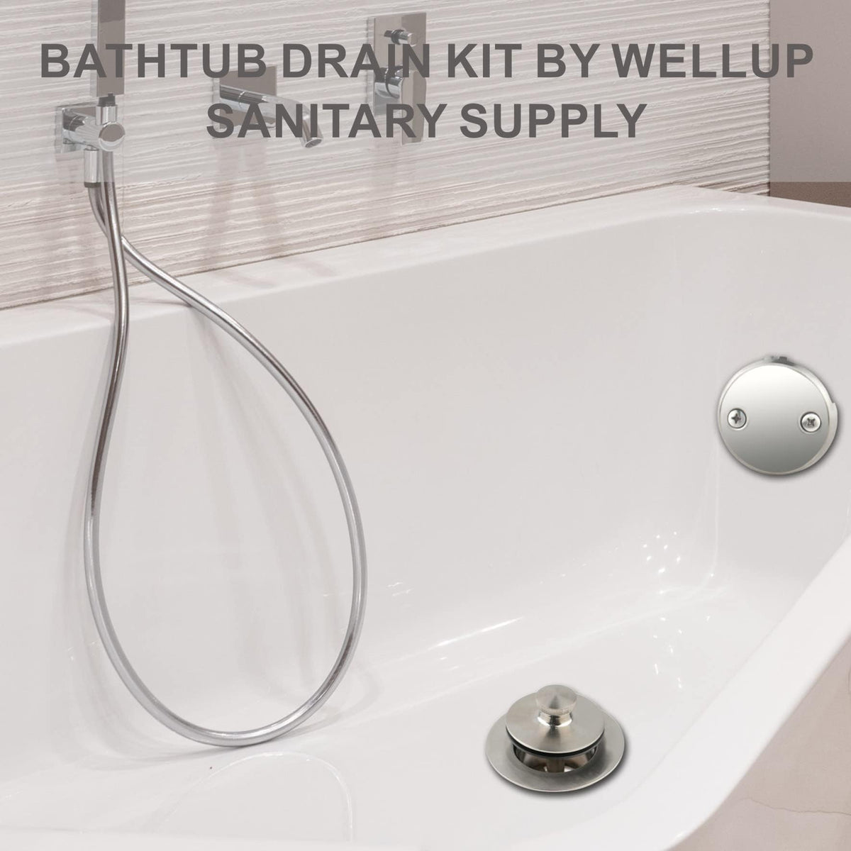 WELLUP two-hole overflow faceplate in brushed nickel for a clean, secure look.