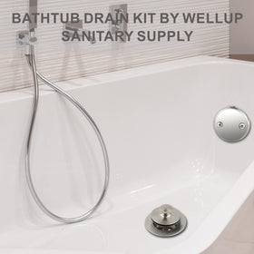 WELLUP two-hole overflow faceplate in brushed nickel for a clean, secure look.