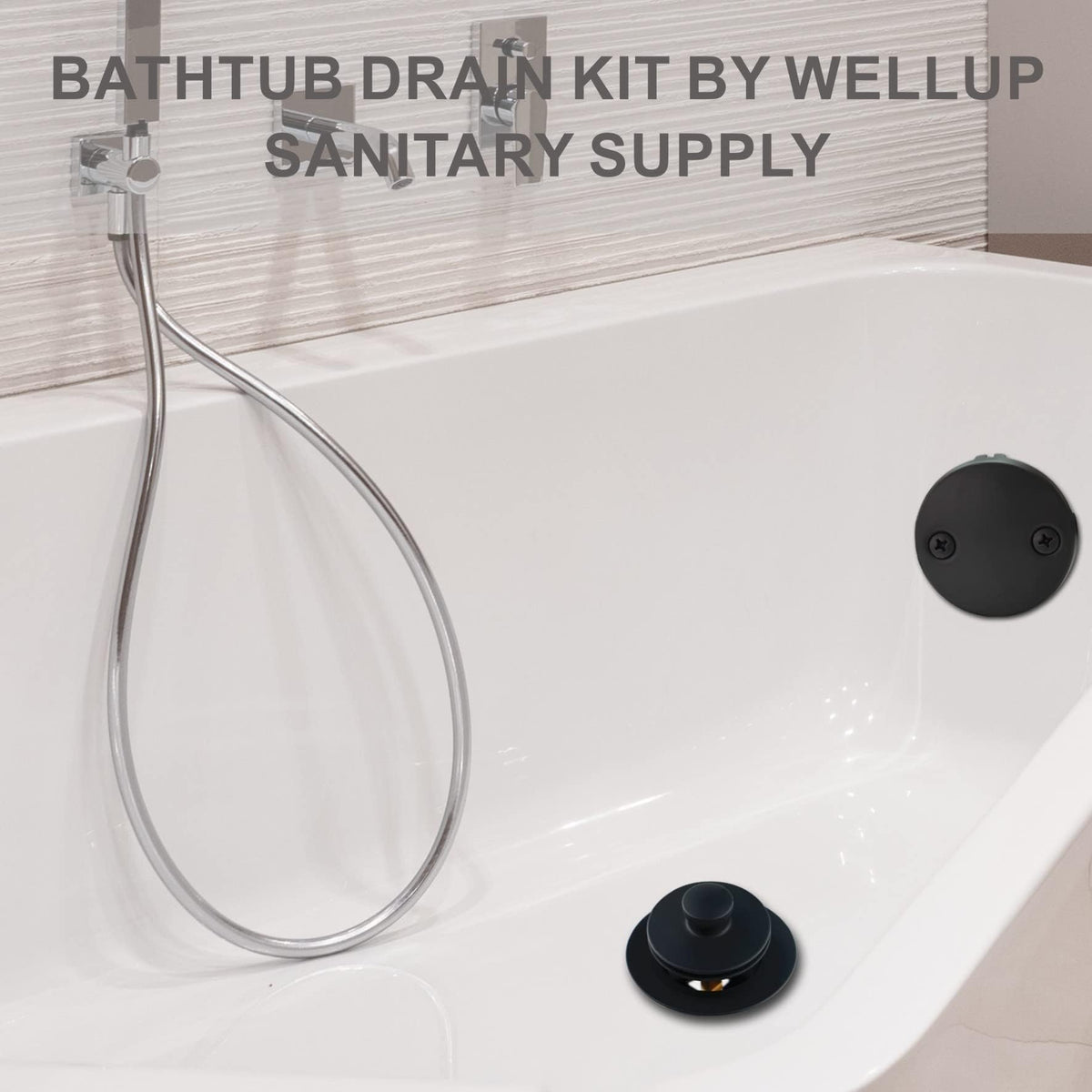 Wellup two-hole overflow faceplate provides a clean, finished bathroom look.