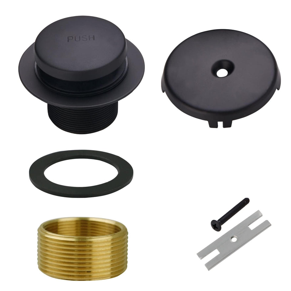 WELSAN black tub drain tip-toe demonstrates easy water retention and operation.