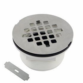 Welsan brushed-no-caulk drain body shown for quick, clean installation in compatible showers