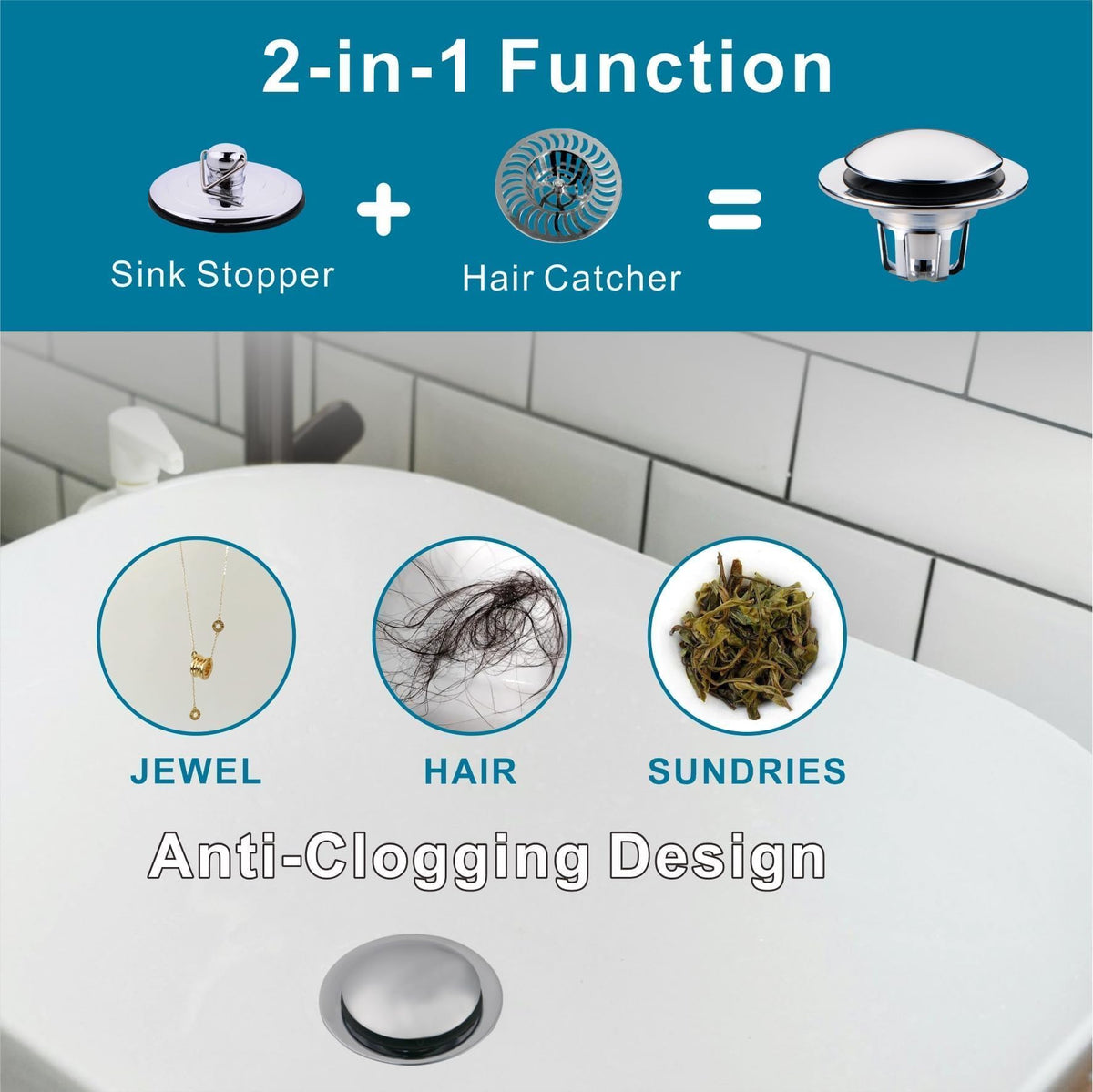 WELSAN easy-install drain stopper makes DIY replacement fast and clean.