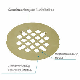 Welsan gold brushed drain cover close-up showing premium finish