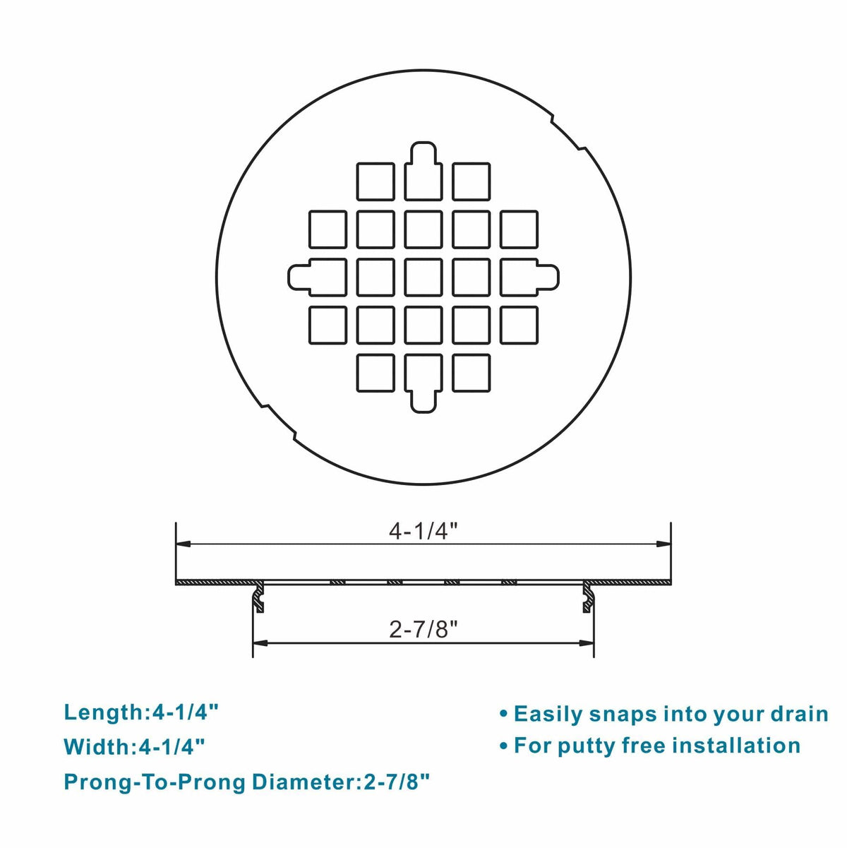 Welsan tool-free installation overview for shower drain cover