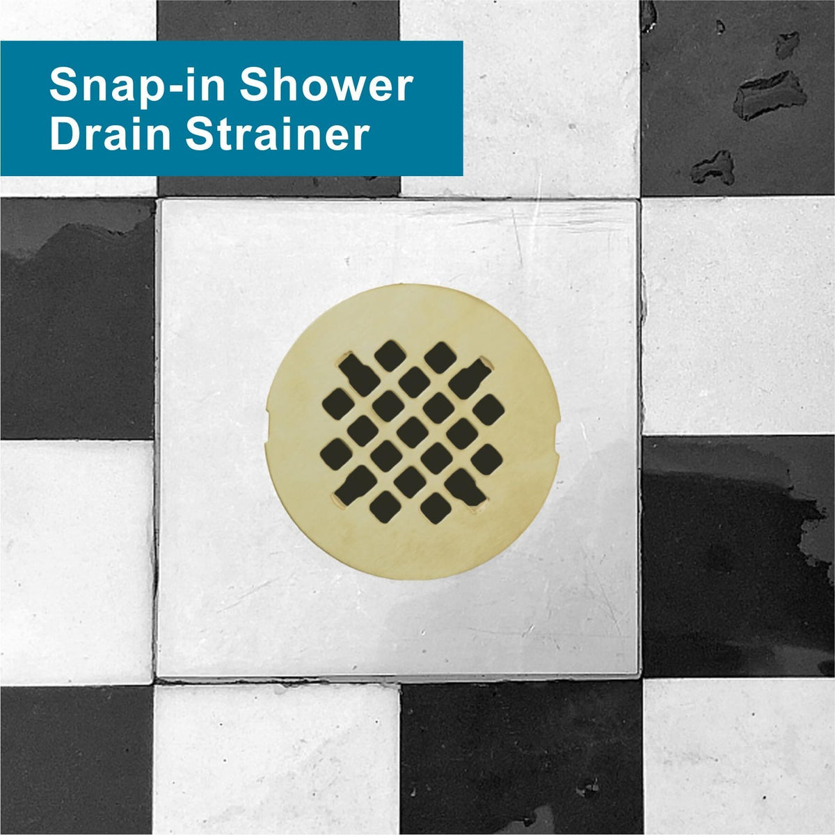 Welsan round shower drain cover installed over stall drain