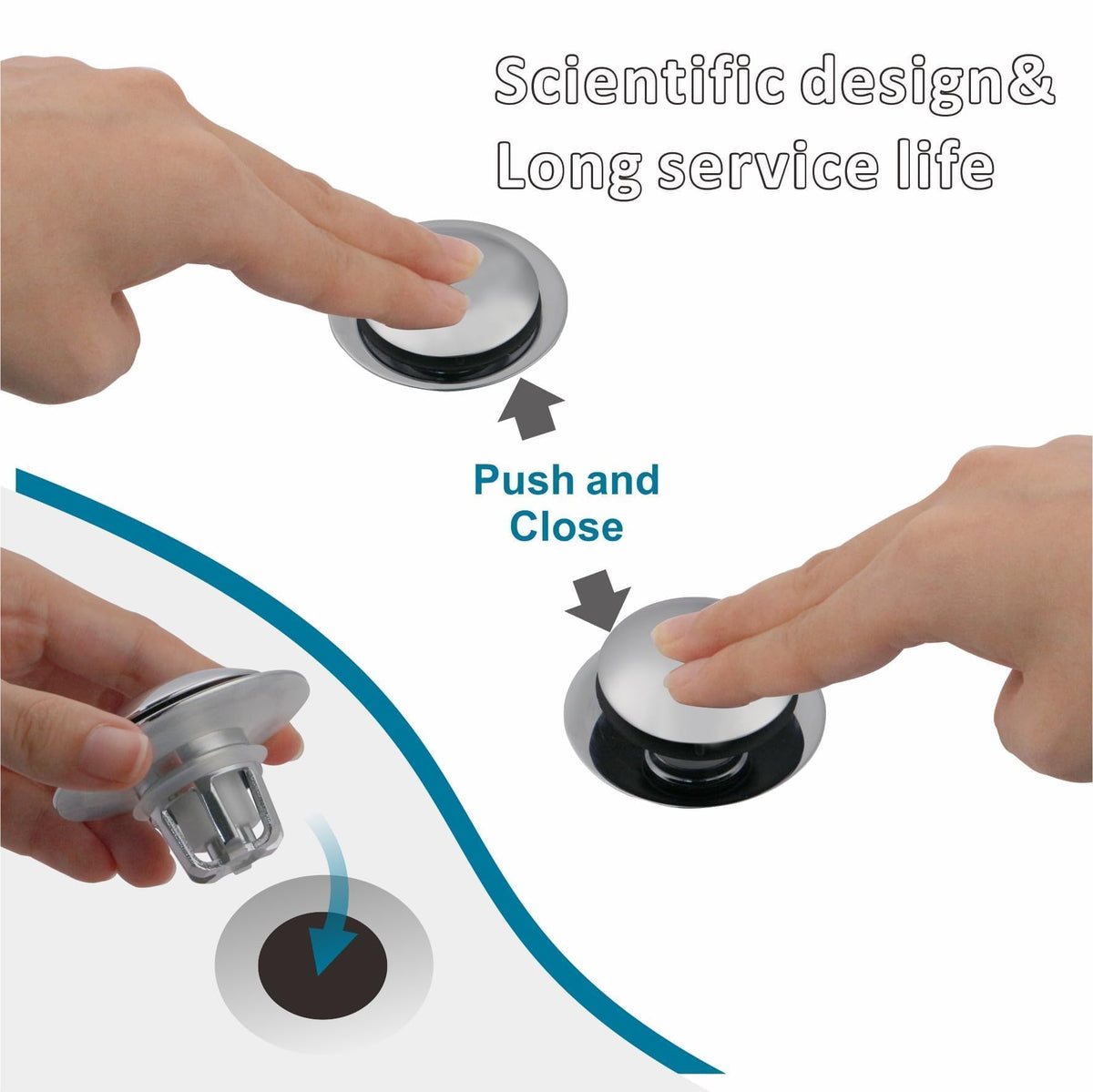 WELSAN hair catcher included protects pipes by trapping debris.