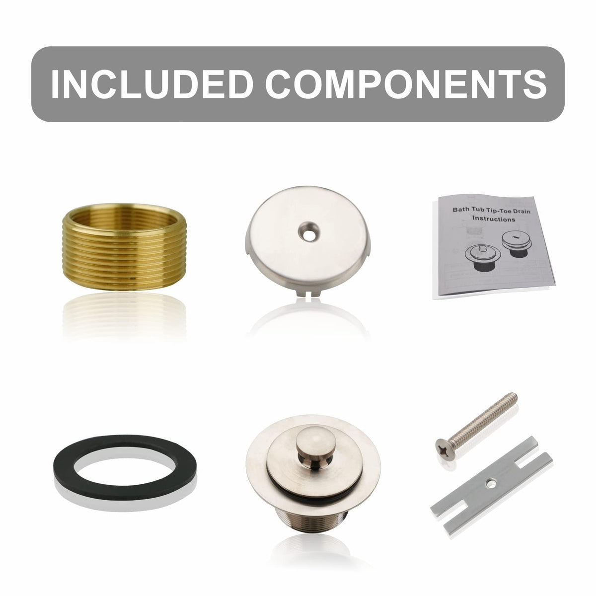 Welsan complete tub drain kit with screws for straightforward installation