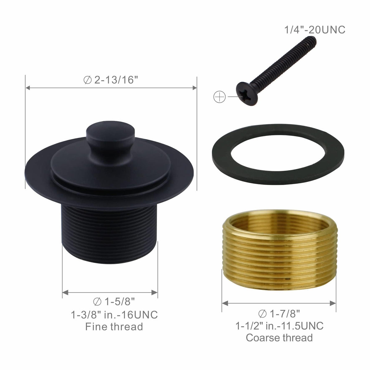 Welsan tub drain kit contents including adapters and screws