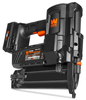 WEN 20512 cordless brad nailer in use on a project site