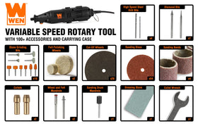 WEN 23101 tool accessories kit with over 100 pieces enables versatile project work.