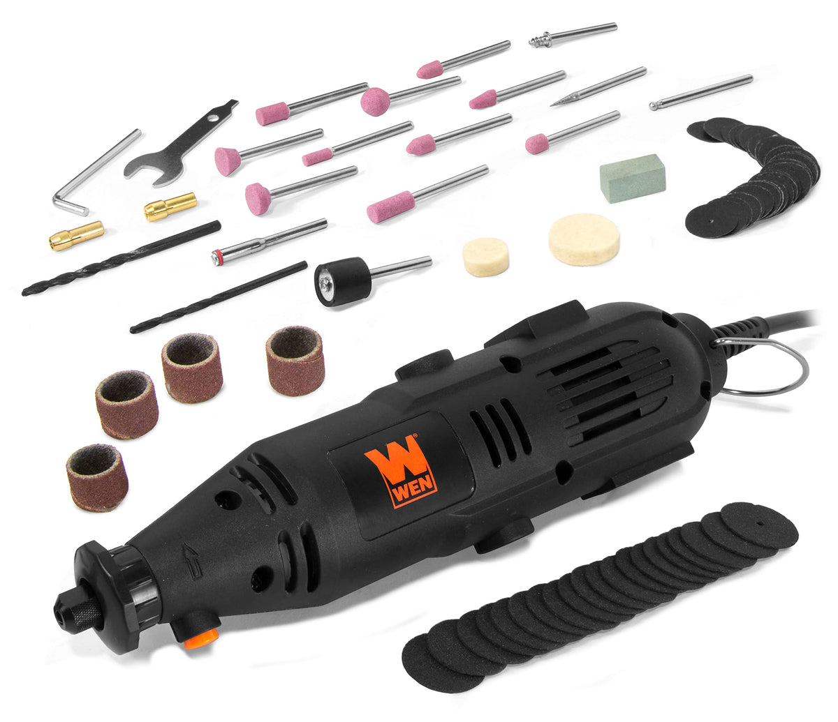 WEN 23101 variable-speed rotary tool with dial control for precise trimming.