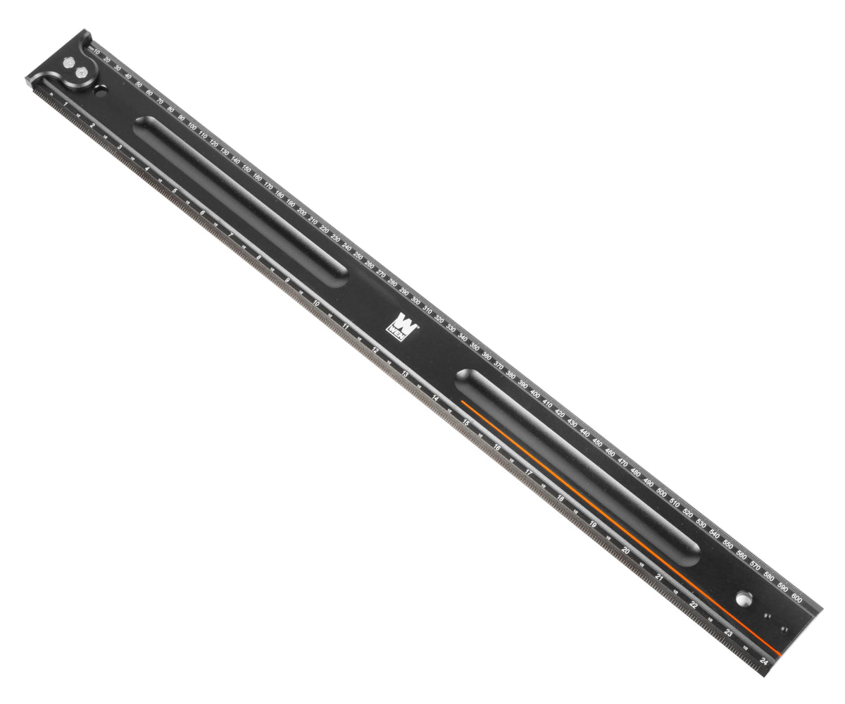 WEN ruler showing secure edge hook stop for stable measurement