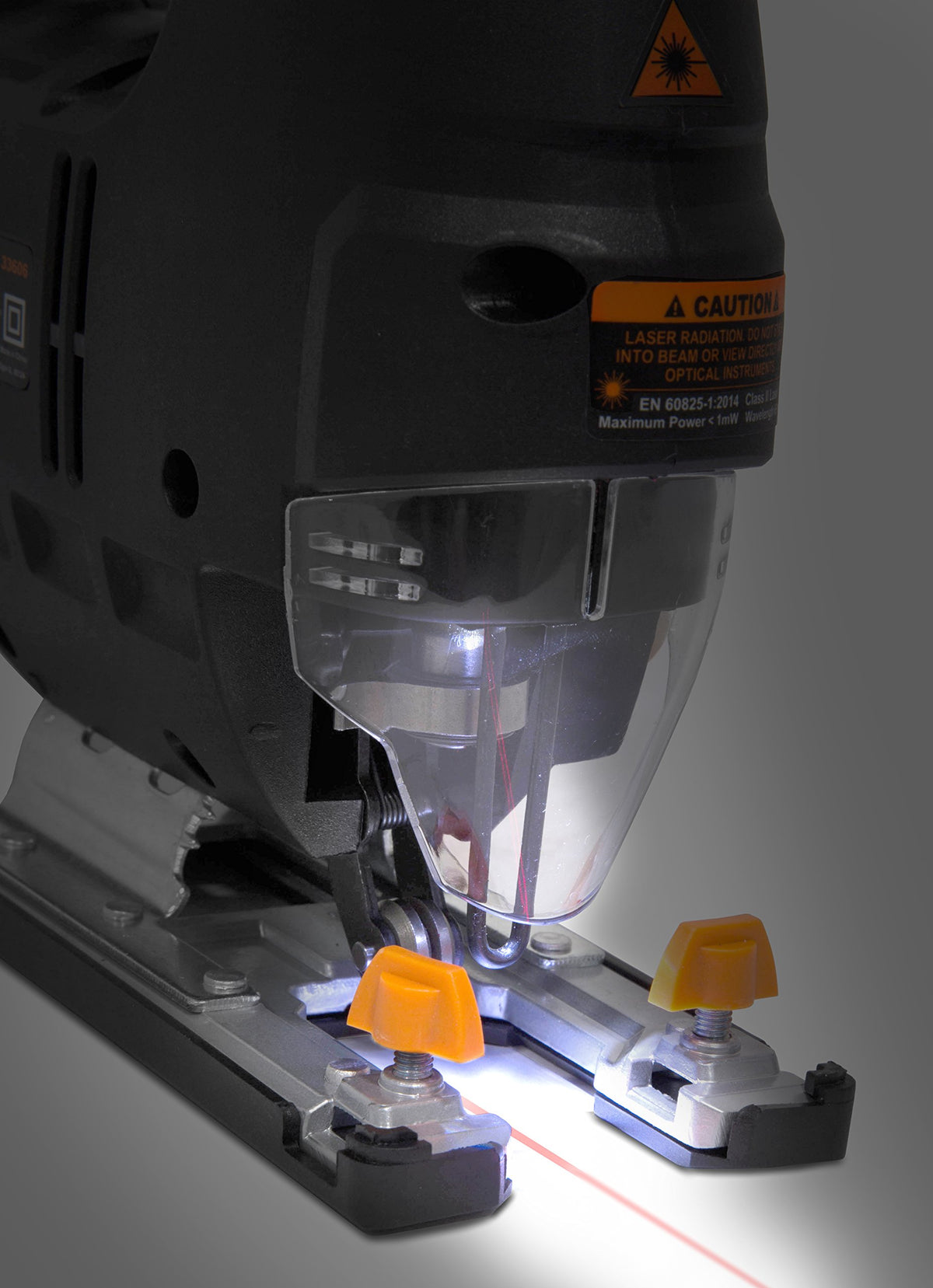 WEN 33606 bevel footplate tilts to 45 degrees for angled cuts