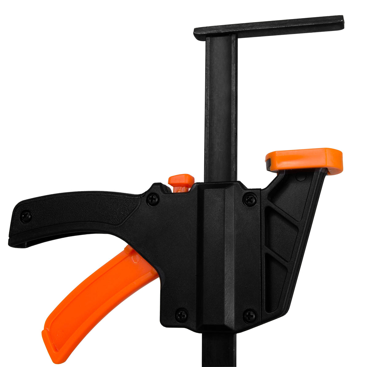 WEN 36053C universal-fit clamps on a track saw rail enable compatibility.