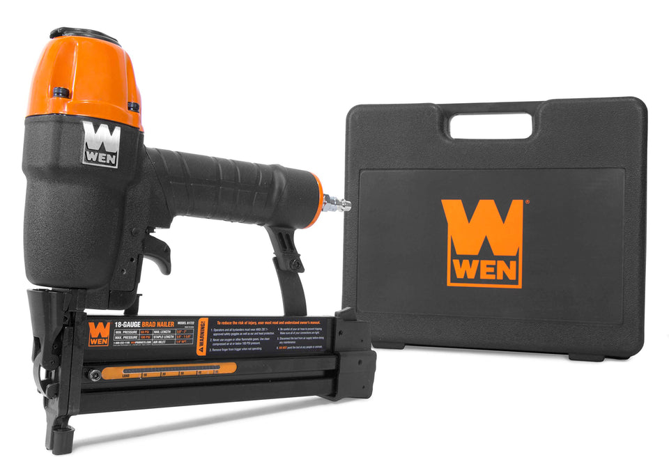 WEN 61722K brad nailer in action delivering precise 18-gauge brads for clean joints.