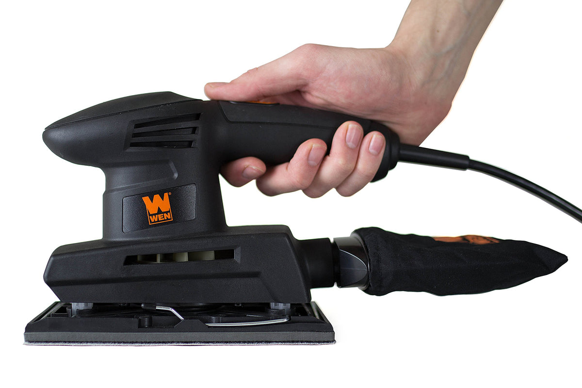 WEN 6313 sander with dust bag attachment for cleaner sanding