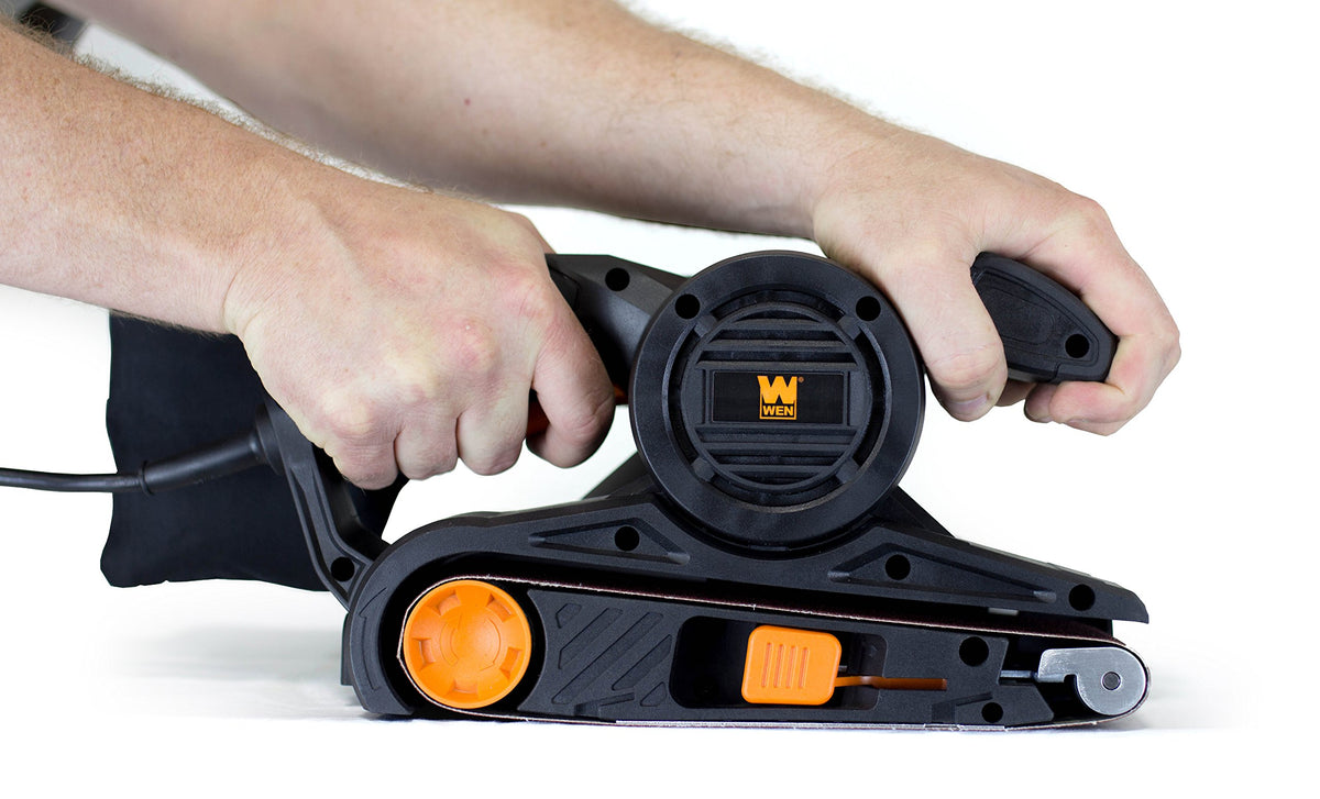 WEN 6321 lock-in safety feature enables continuous sanding with comfort.