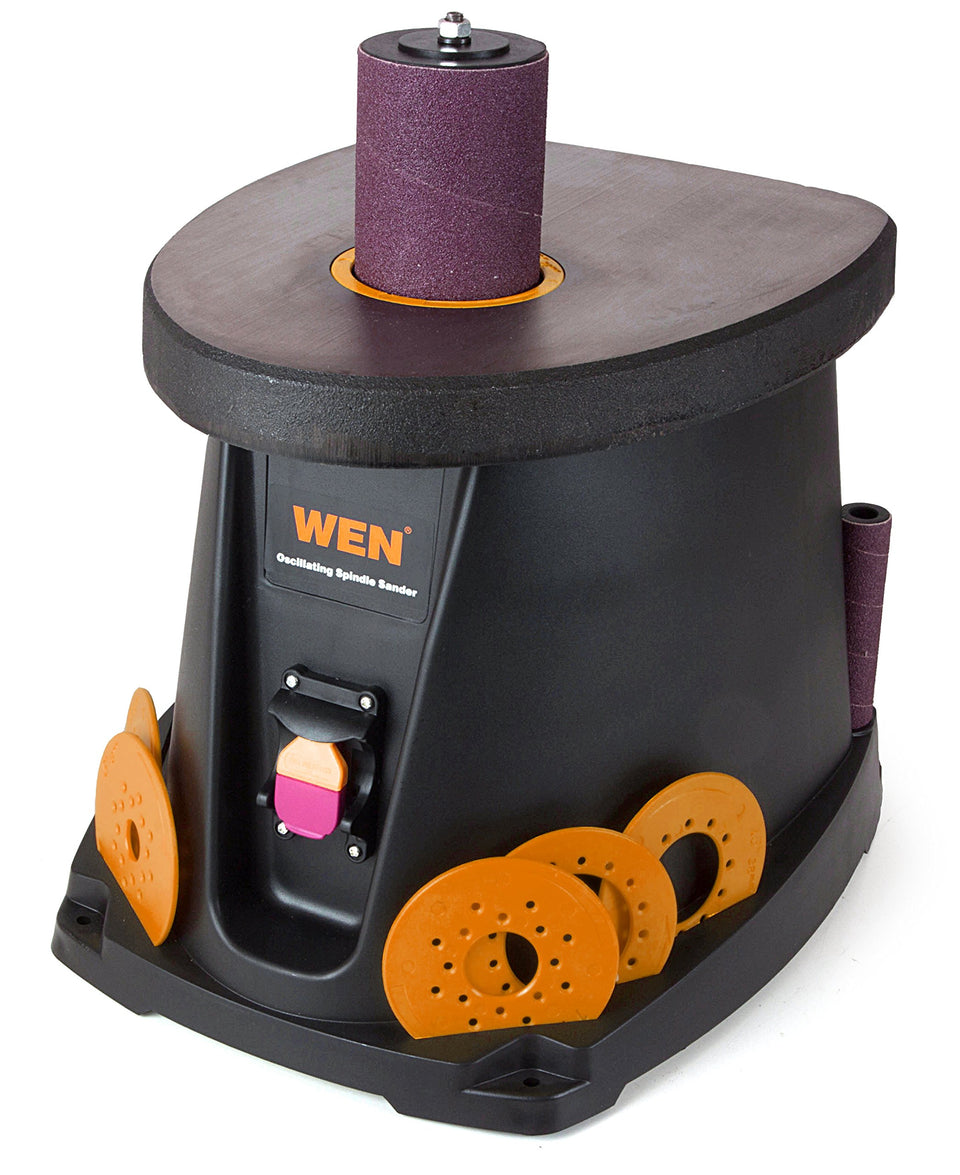 WEN 6510T front view highlights compact sander ideal for curved edges.