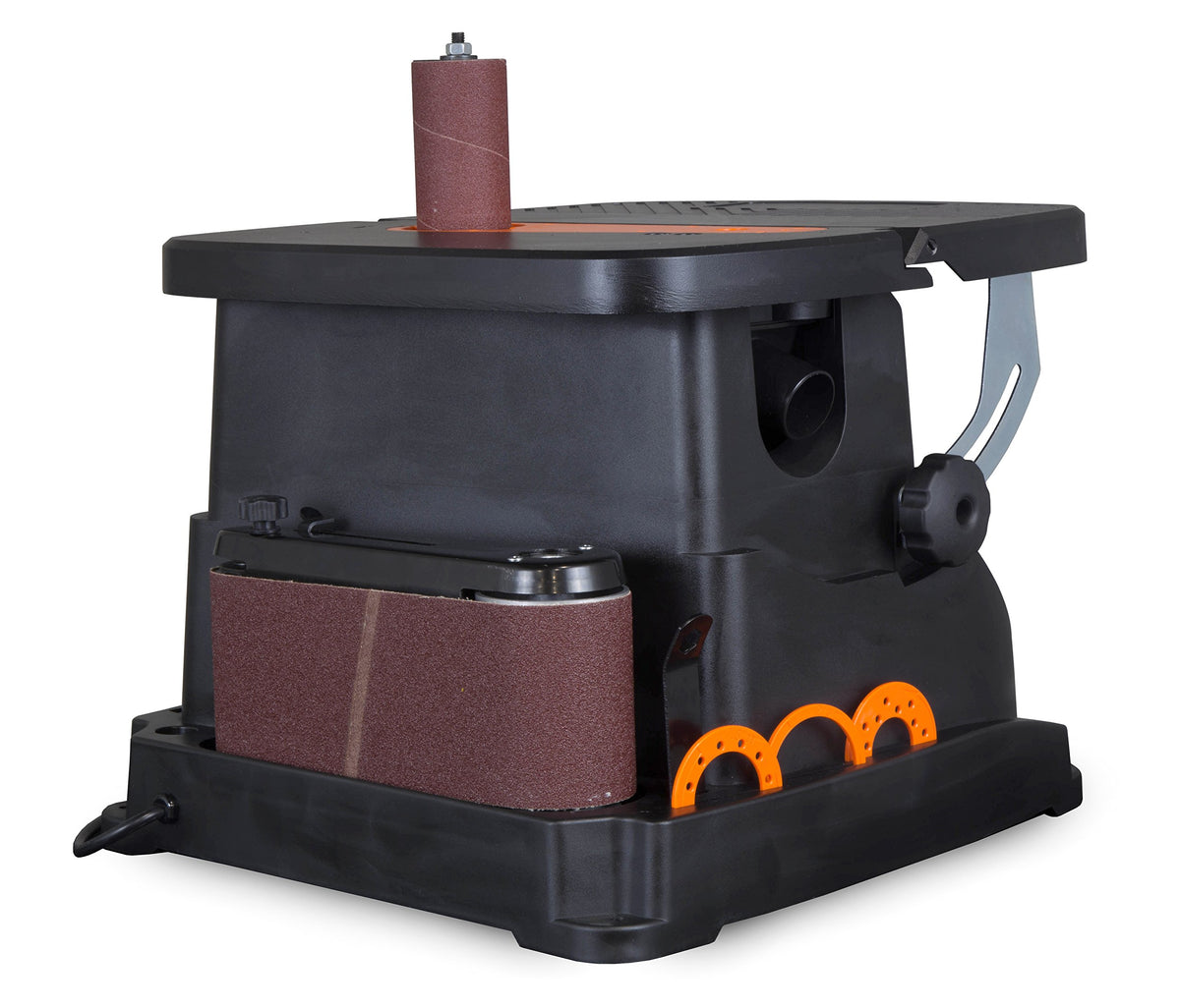 WEN 6524 1-1/2 inch dust port enabling connection to a dust collection system.