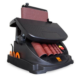 WEN 6524 spindle sander with attachments shown for versatile curves and radii.