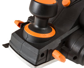 Rabbeting guide on WEN 6530 shown for adjustable rabbet depths up to 7/10 inch