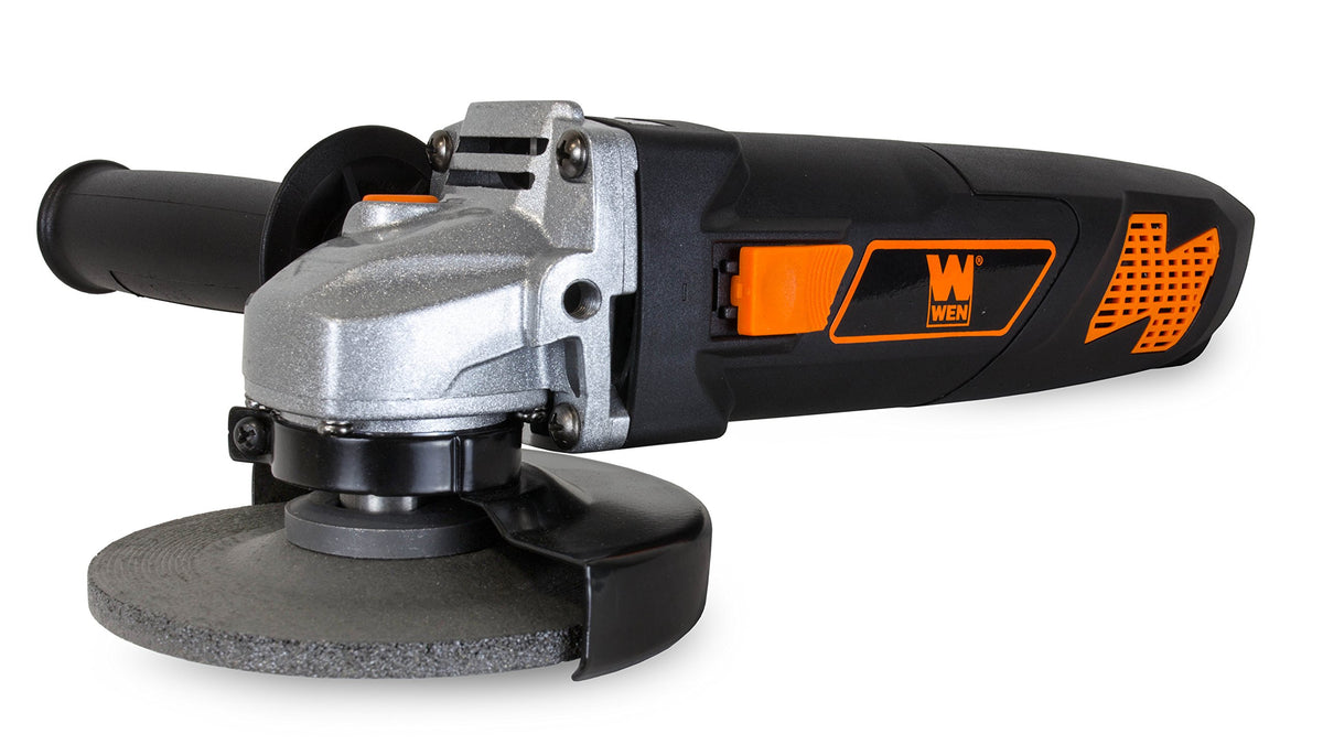 WEN 7-Amp angle grinder with 4-1/2-inch wheel for steady cutting performance.