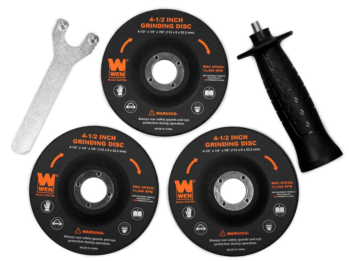 WEN 94475 adjustable wheel guard protects hands and workpiece