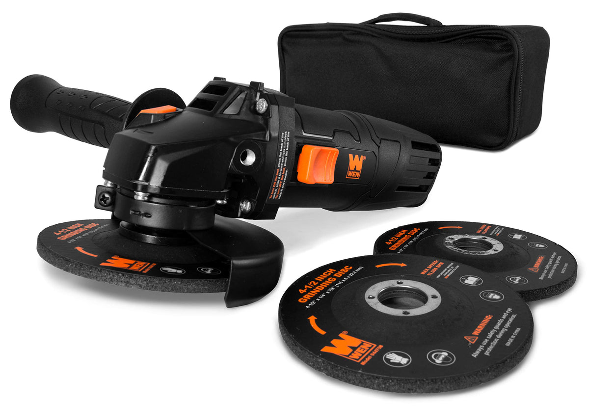 WEN 94475 angle grinder front view for fast metal grinding and rust removal