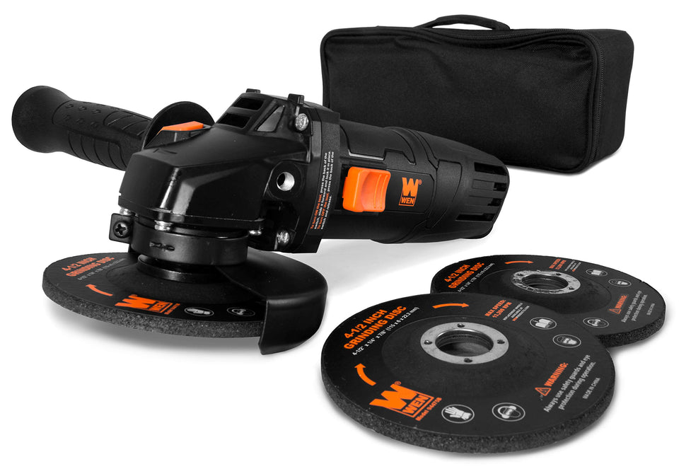 WEN 94475 angle grinder front view for fast metal grinding and rust removal
