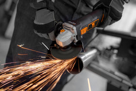 WEN angle grinder featuring lock-on switch for continuous, comfortable grinding sessions.