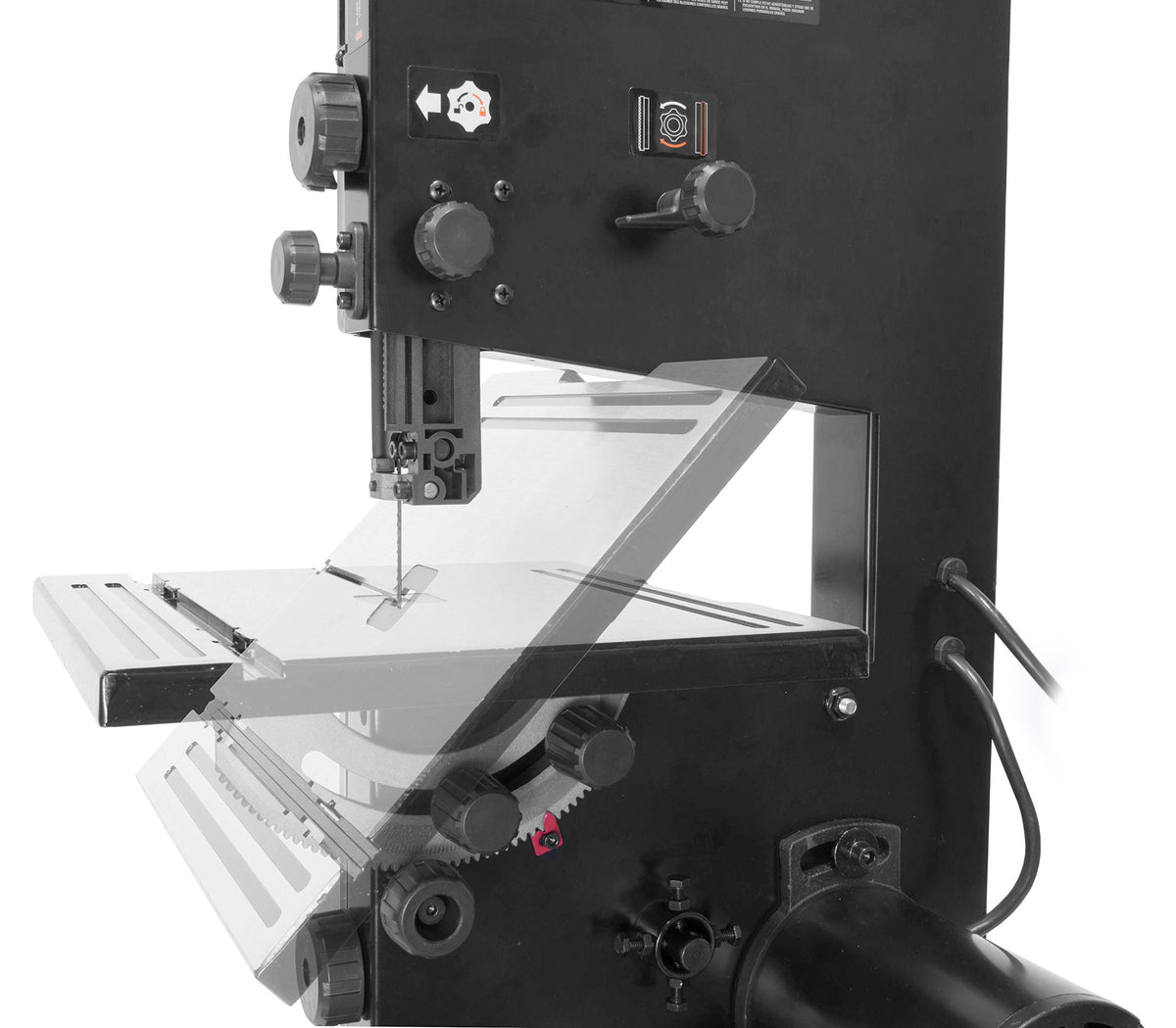 WEN dust port illustrated for directing chips to a collection system.