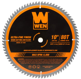 WEN BL1080 80-tooth carbide blade for ultra-fine wood finishes