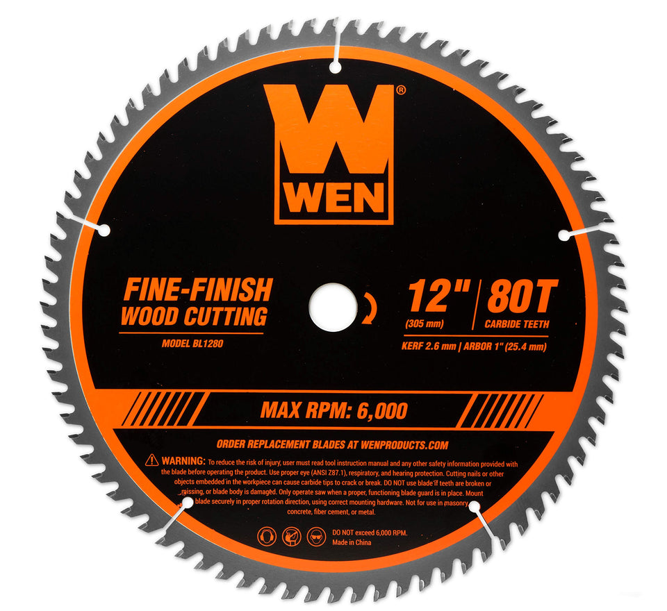 WEN BL1280 12-inch blade with fine teeth for clean cuts