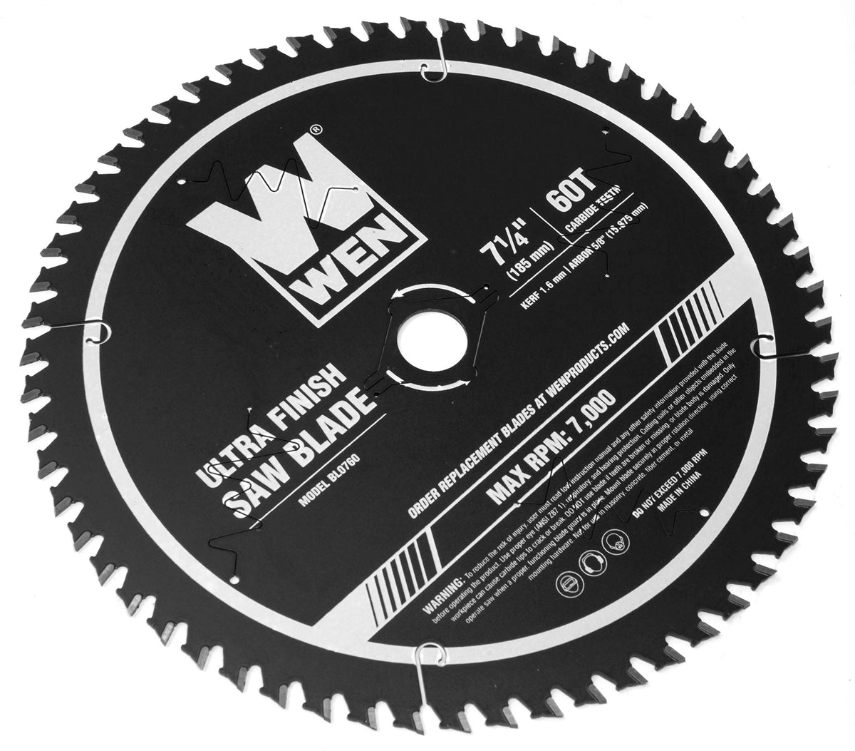 WEN blade mounted on a miter saw demonstrating broad compatibility with common tools.