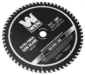 WEN blade mounted on a miter saw demonstrating broad compatibility with common tools.