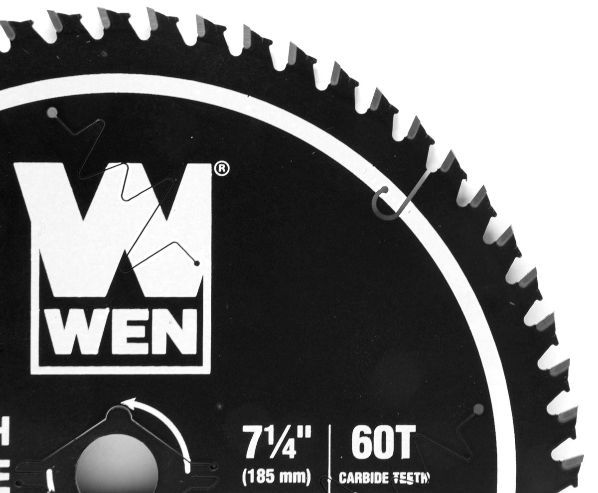Close-up of WEN carbide teeth highlighting durability for dense woods.