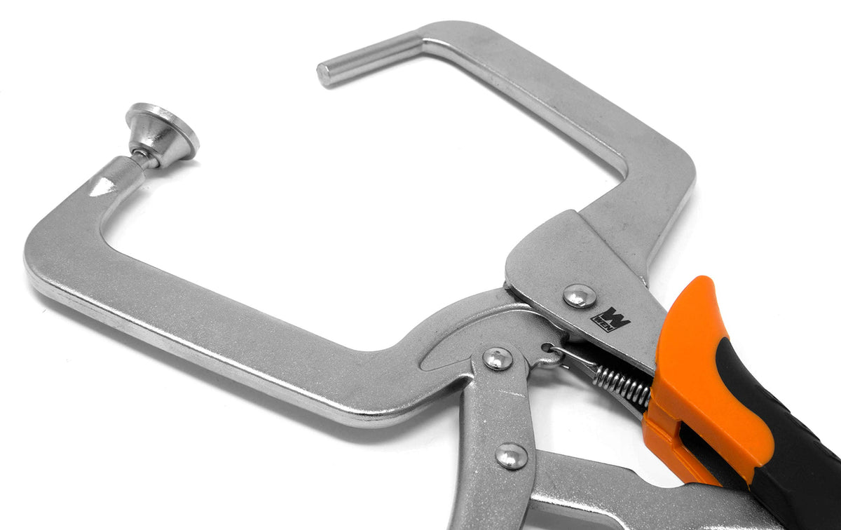 WEN CL436R swiveling non-marring pads protect workpieces while delivering even pressure.