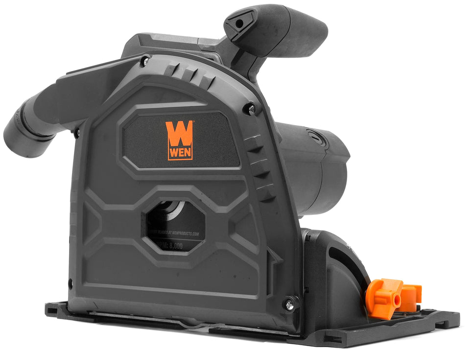 WEN CT1274 track saw on bench delivering precise track-guided cuts