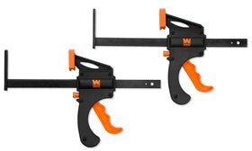 WEN CT992F quick-release track saw clamps securing a guide rail for precise cuts