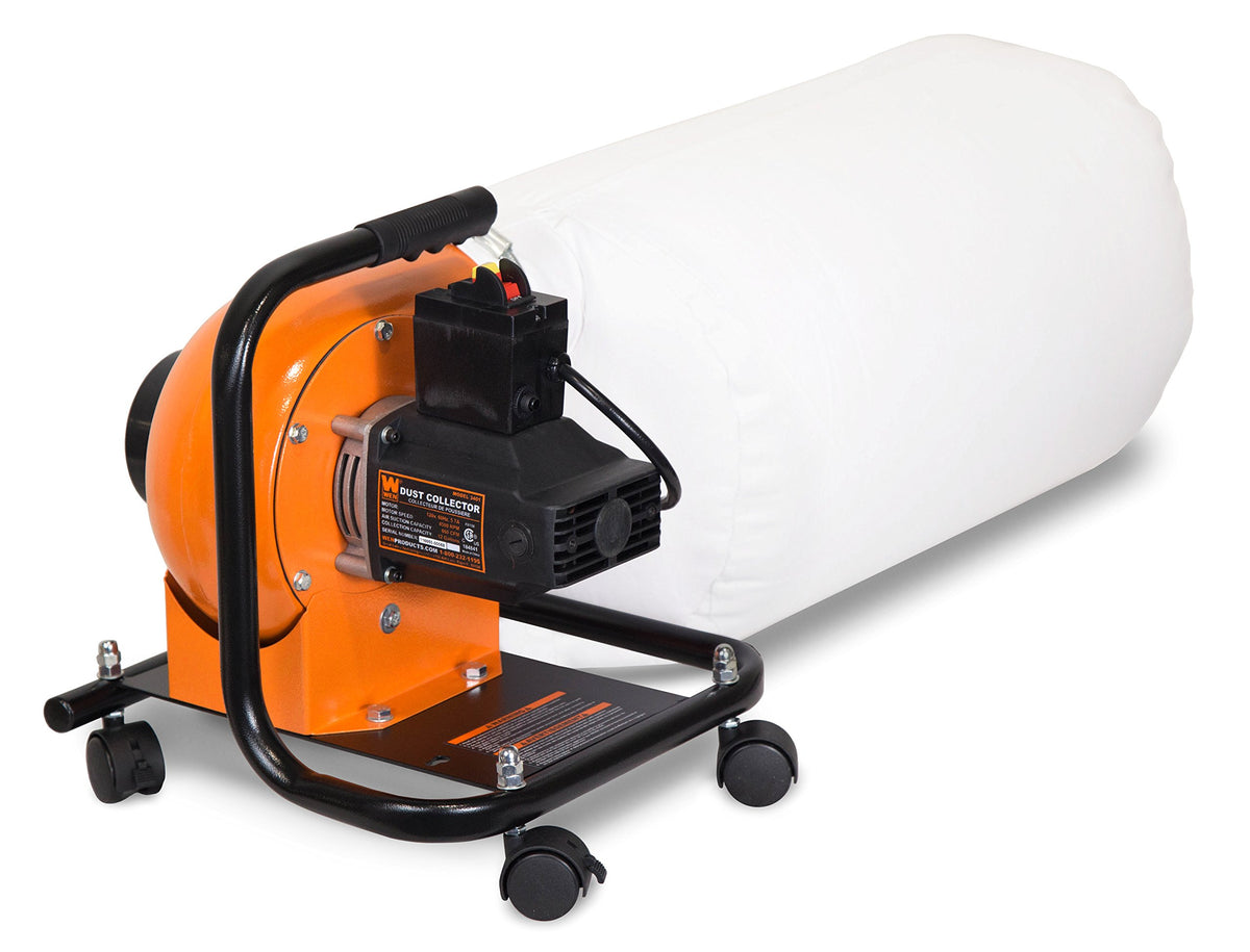 WEN DC3401 wall-mount setup demonstrates space-saving organization for small shops.