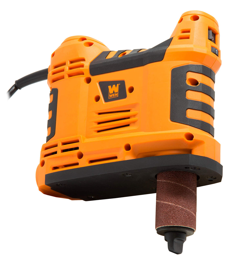 WEN HA5932 portable sander in hand smoothing curves.