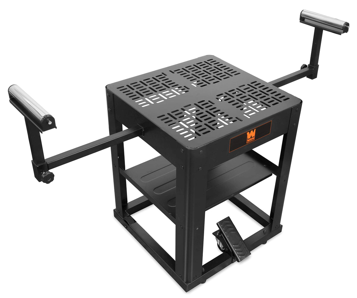 WEN MSA658T extension rollers deployed support longer workpieces during planing or sawing.