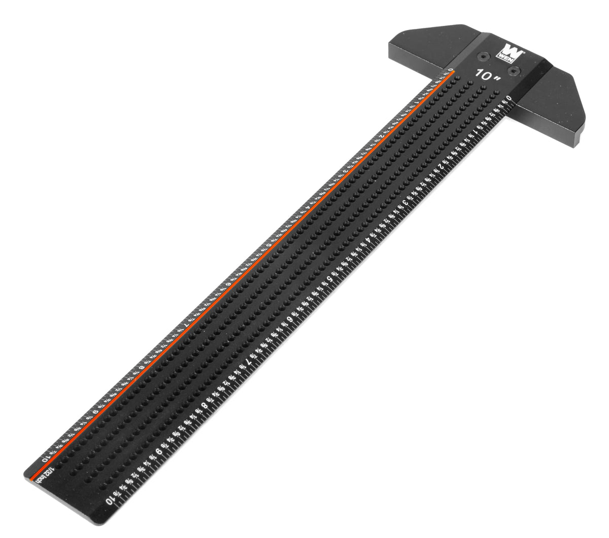 WEN marking ruler close-up shows 1/32 inch precision holes