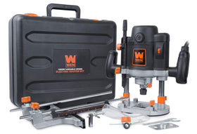 WEN RT6033 router plunge base shown for versatile plunging and fixed routing.