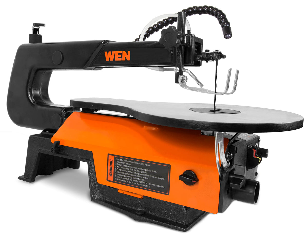 WEN 16-Inch scroll saw on table ready for precise, stable cutting