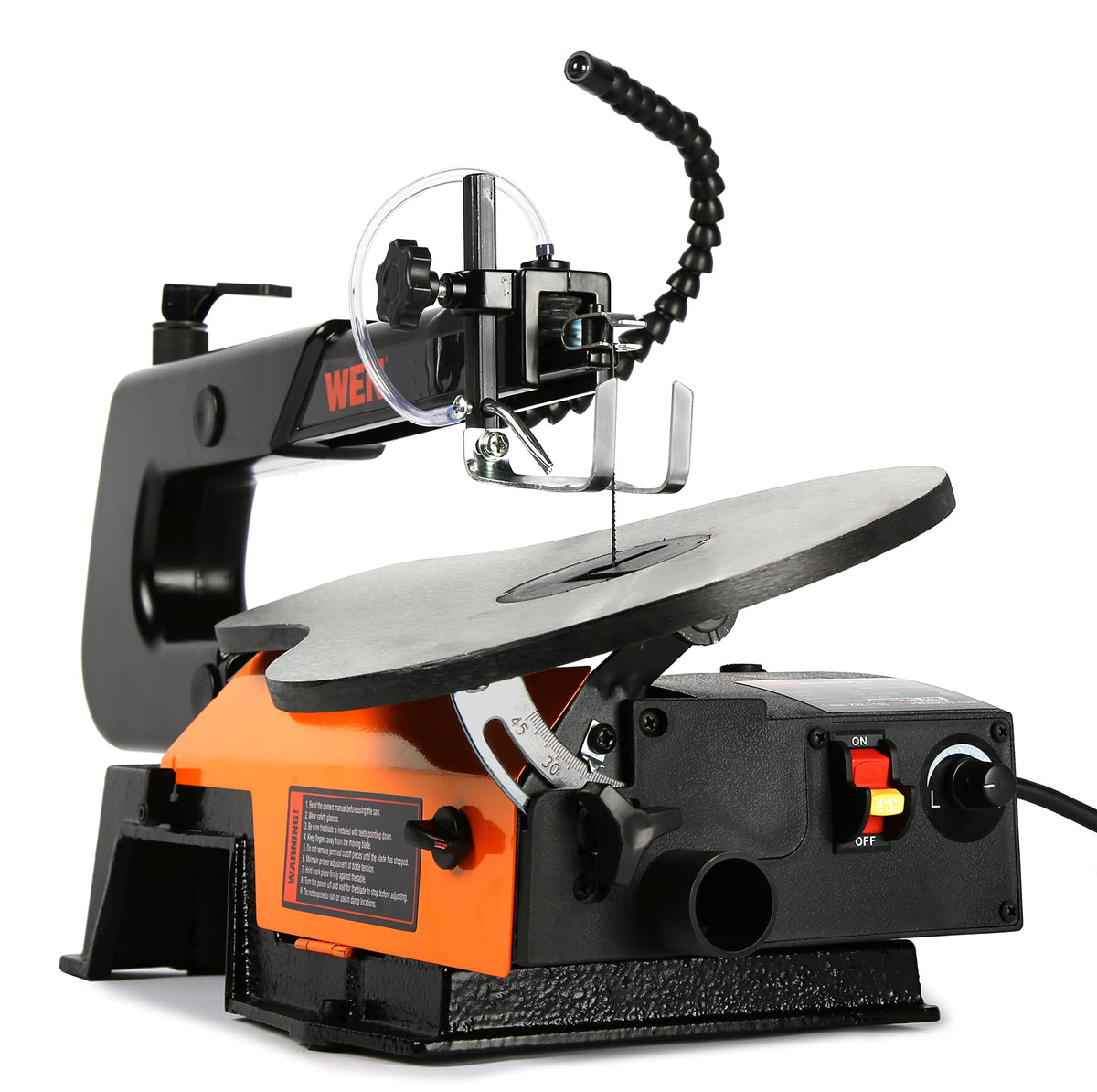 WEN scroll saw variable speed knob enables smooth starts and control