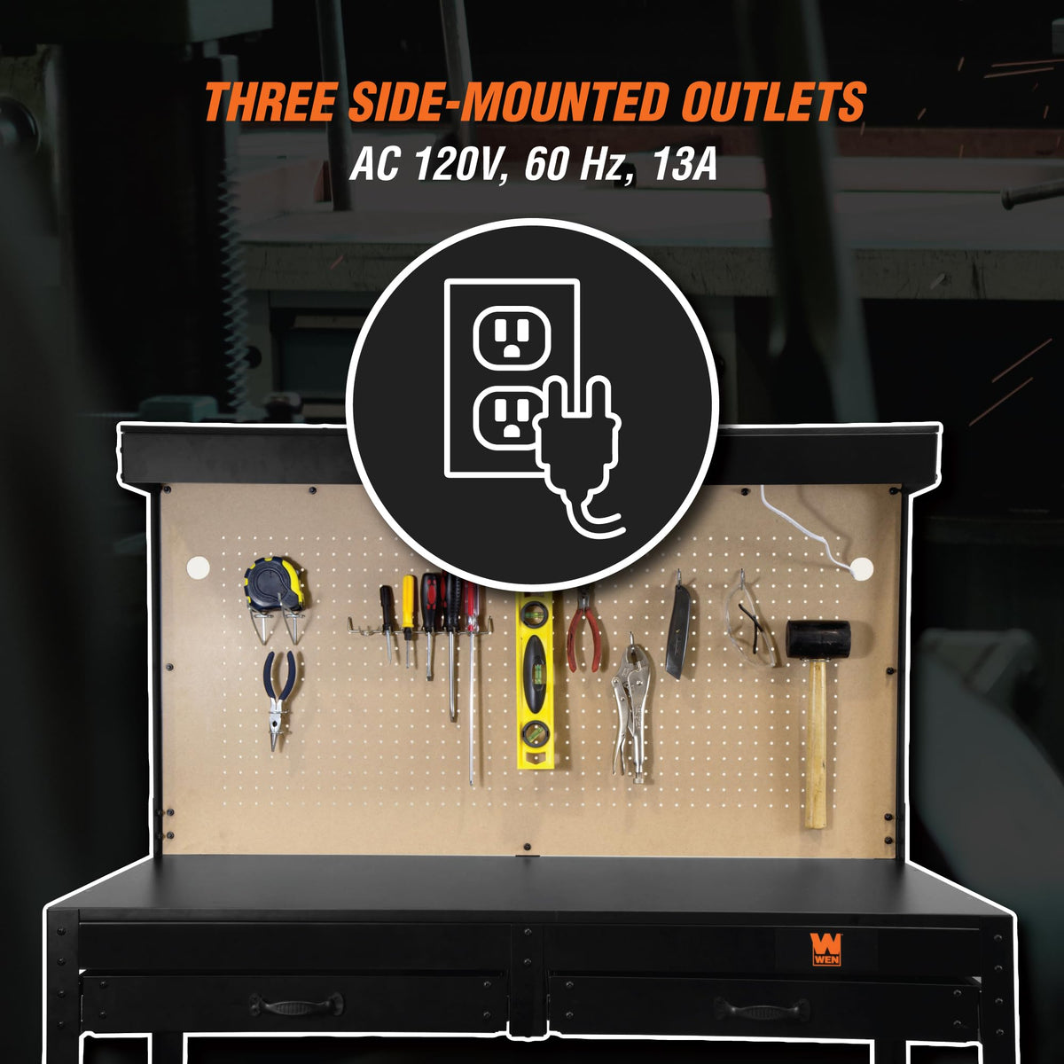 Enamel-coated tabletop supports up to 220 pounds for sturdy work surfaces.