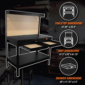 WB4723T pegboard and drawers organize tools within reach.