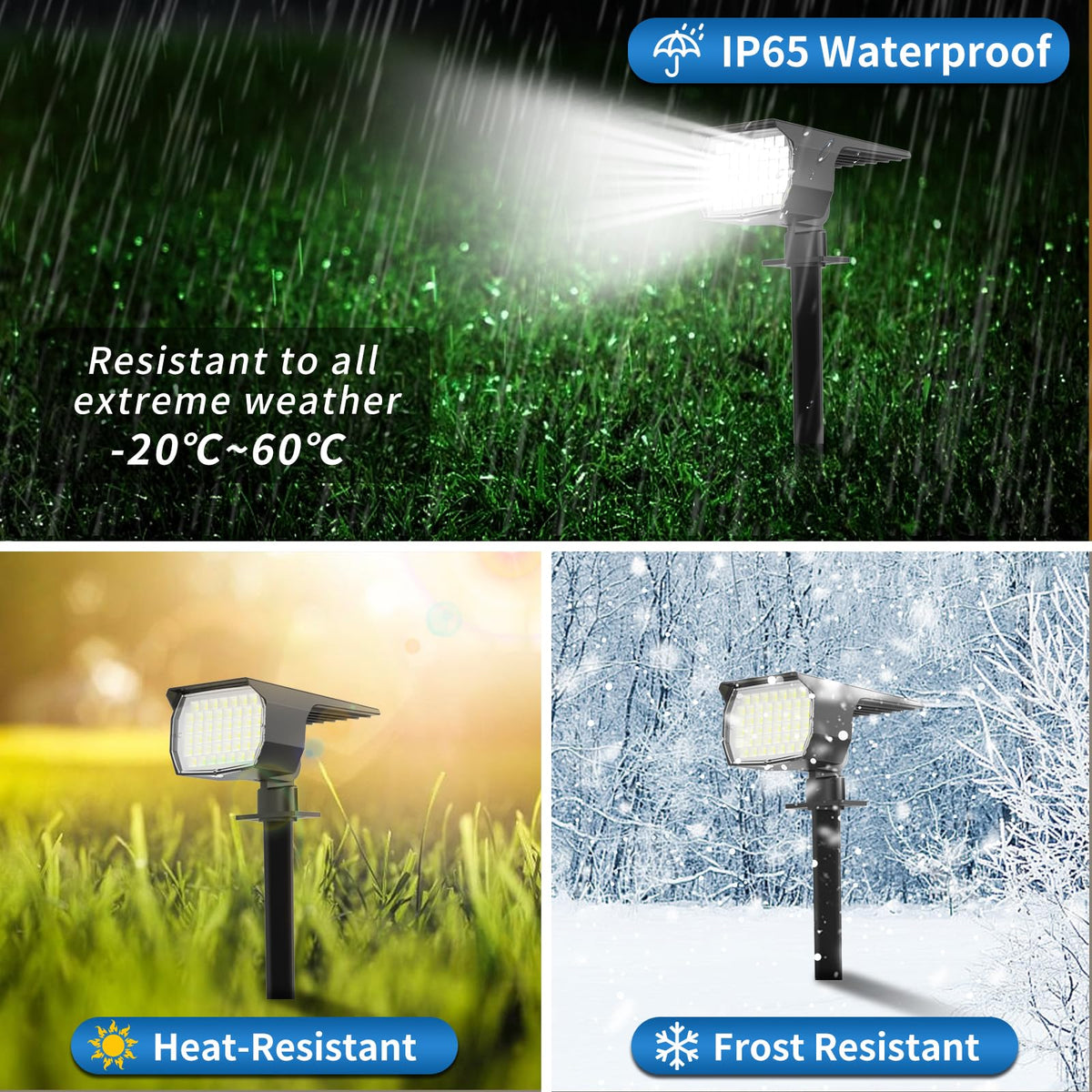 WENATY light features adjustable angles for versatile outdoor placement.