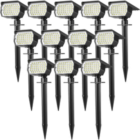 WENATY solar spot light delivers bright garden-path illumination with a cool white glow.